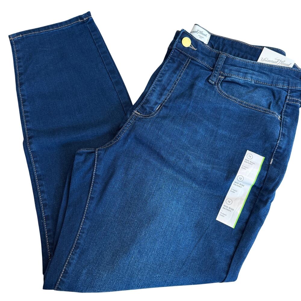 Universal Thread Women's Blue Mid-Rise Skinny Jeans - Size 12 Short - NWT